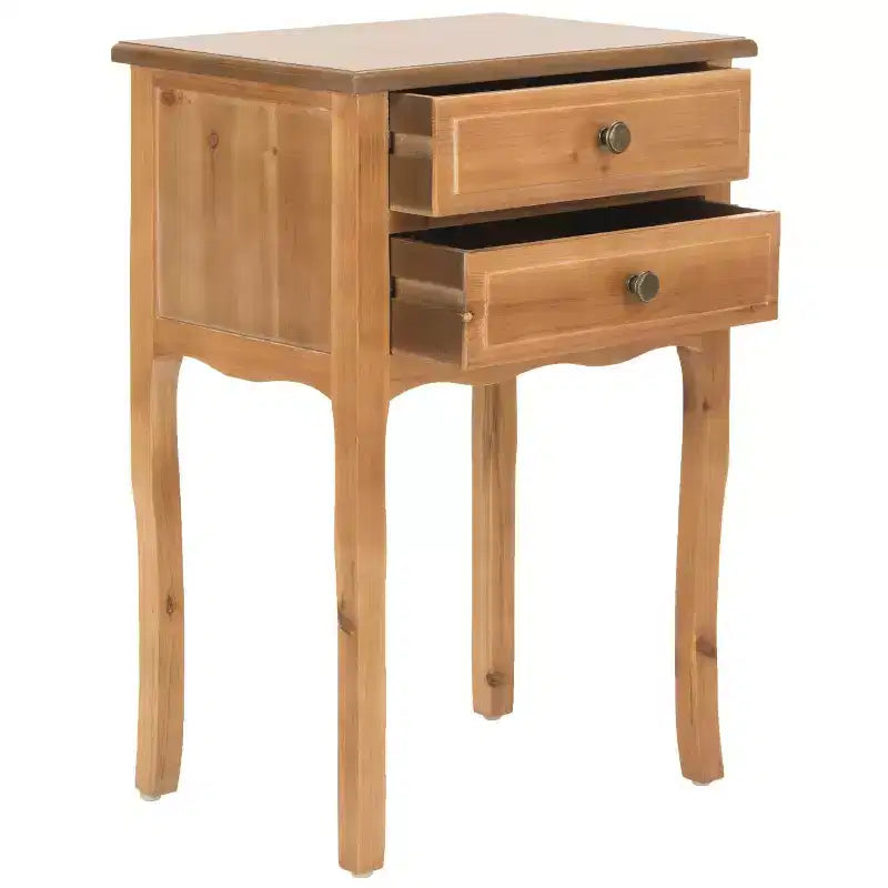 Table de Chevet de Ferme Française | Bouleau Blanc, 2 Tiroirs, Aucun Assemblage