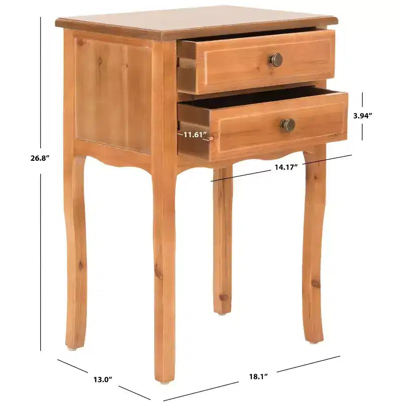 Table de Chevet de Ferme Française | Bouleau Blanc, 2 Tiroirs, Aucun Assemblage