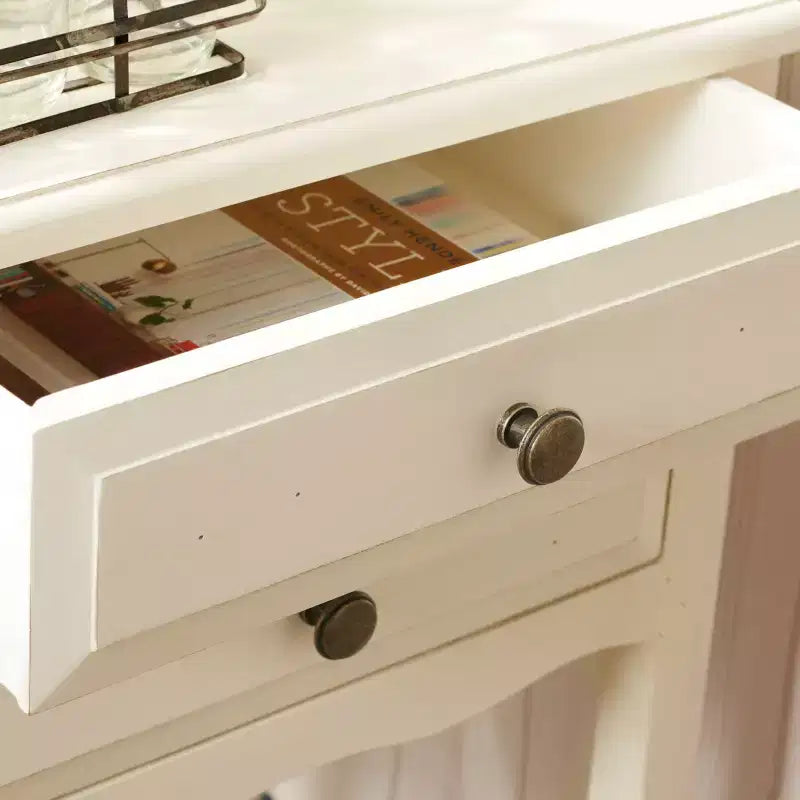 Table de Chevet de Ferme Française | Bouleau Blanc, 2 Tiroirs, Aucun Assemblage