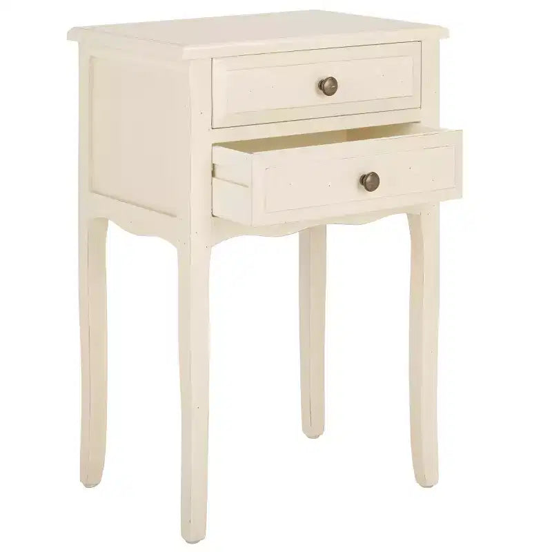 Table de Chevet de Ferme Française | Bouleau Blanc, 2 Tiroirs, Aucun Assemblage