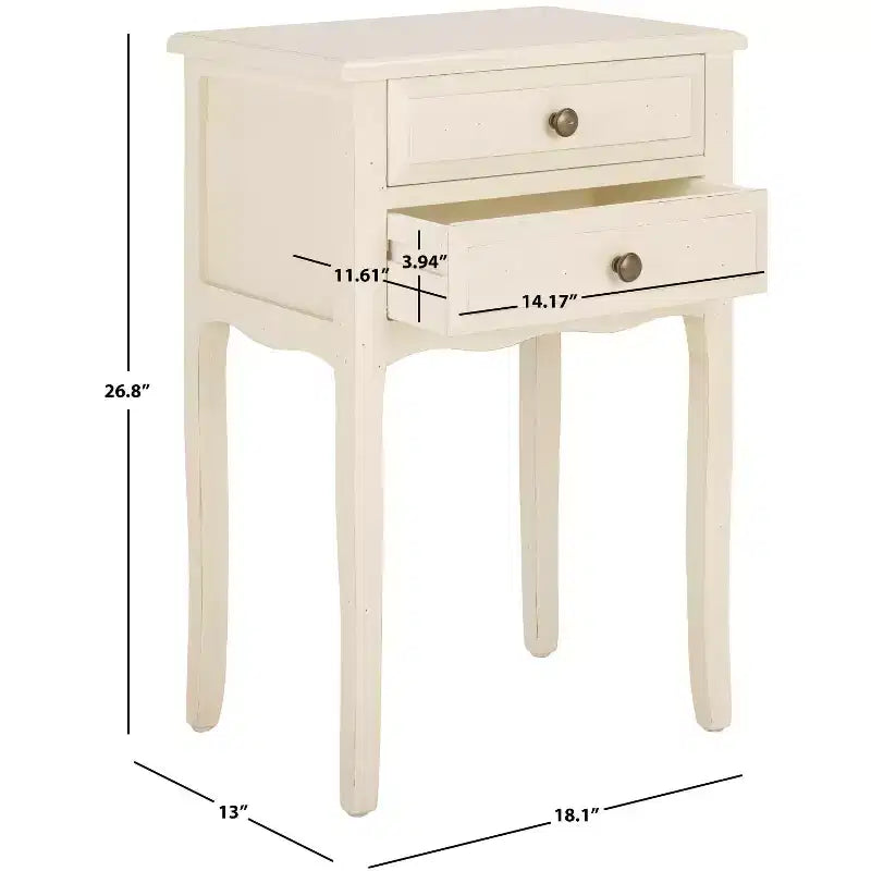 Table de Chevet de Ferme Française | Bouleau Blanc, 2 Tiroirs, Aucun Assemblage