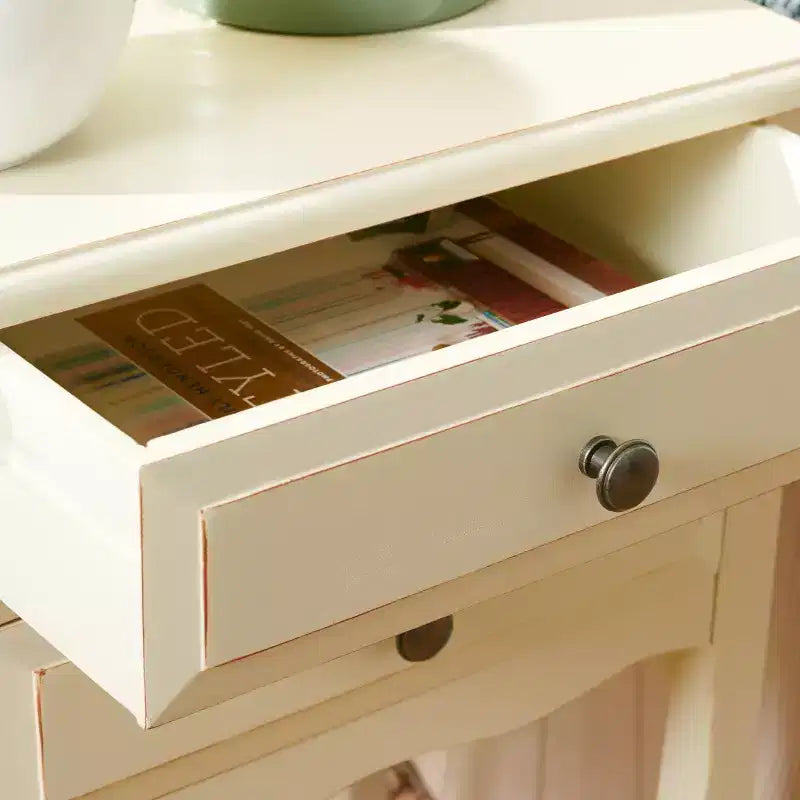 Table de Chevet de Ferme Française | Bouleau Blanc, 2 Tiroirs, Aucun Assemblage