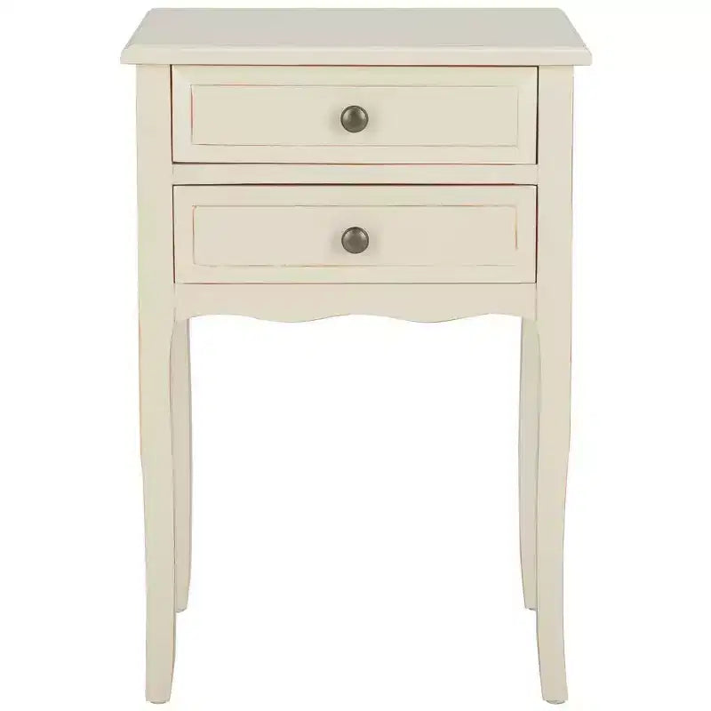 Table de Chevet de Ferme Française | Bouleau Blanc, 2 Tiroirs, Aucun Assemblage
