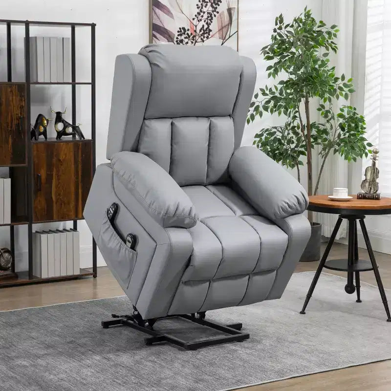 Fauteuil inclinable et releveur électrique HOMCOM pour personnes âgées avec massage vibrant, télécommande et poches latérales, gris