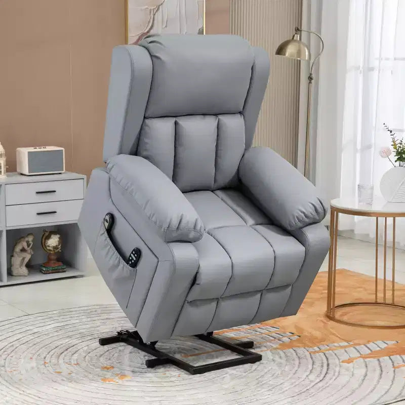 Fauteuil inclinable et releveur électrique HOMCOM pour personnes âgées avec massage vibrant, télécommande et poches latérales, gris