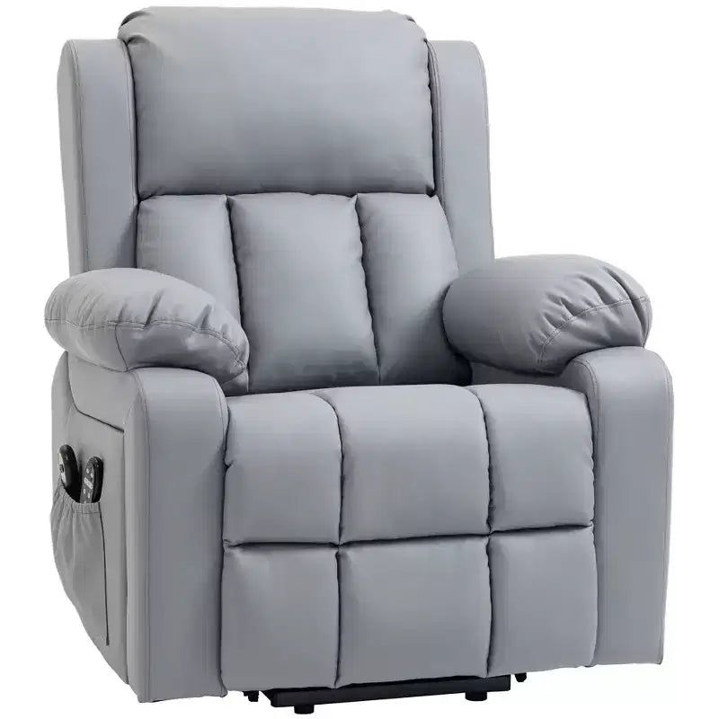 Fauteuil inclinable et releveur électrique HOMCOM pour personnes âgées avec massage vibrant, télécommande et poches latérales, gris