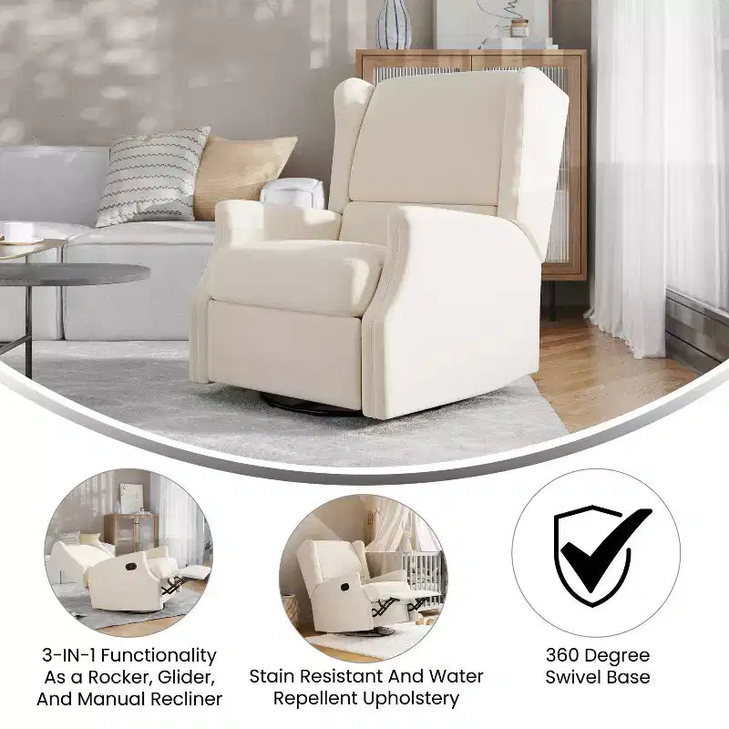Fauteuil Inclinable Glider Rocker Manuel | Fauteuil à Oreilles Pivotant à 360°