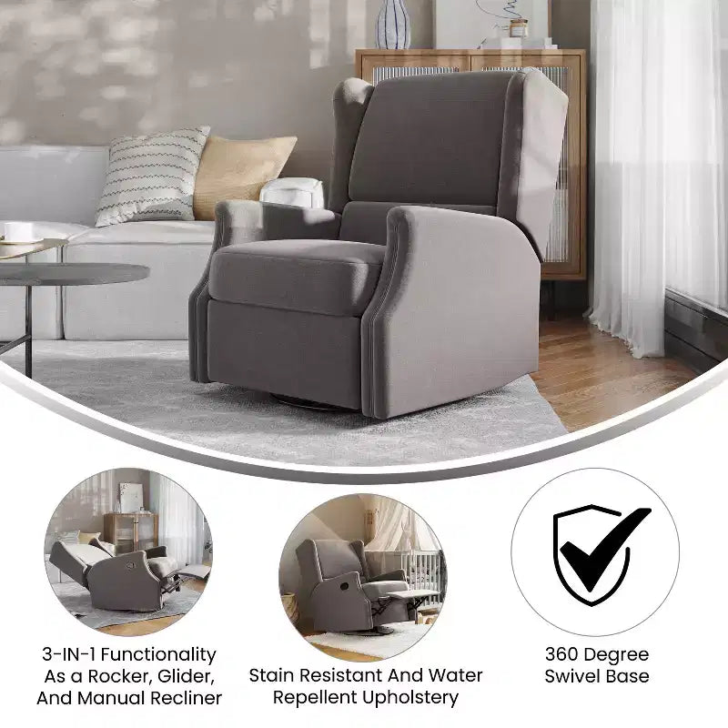 Fauteuil Inclinable Glider Rocker Manuel | Fauteuil à Oreilles Pivotant à 360°