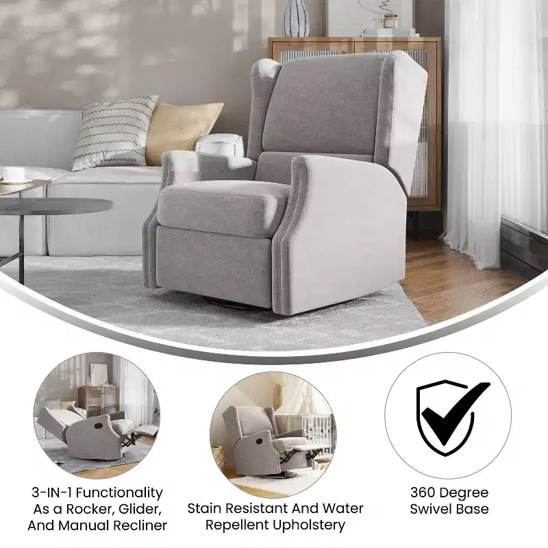 Fauteuil Inclinable Glider Rocker Manuel | Fauteuil à Oreilles Pivotant à 360°