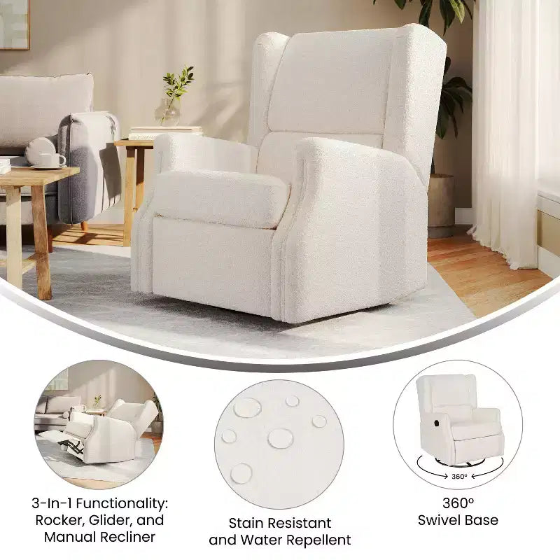 Fauteuil Inclinable Glider Rocker Manuel | Fauteuil à Oreilles Pivotant à 360°