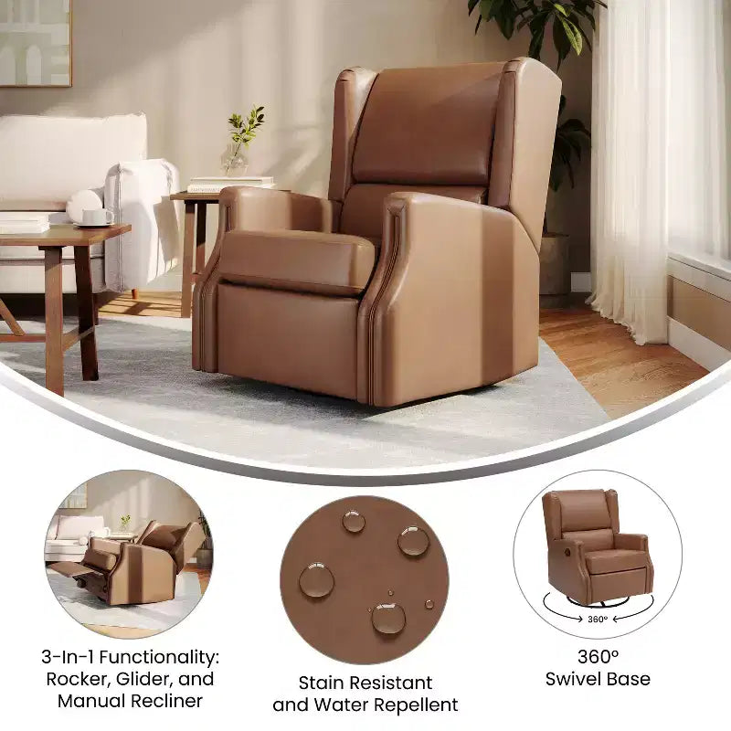 Fauteuil Inclinable Glider Rocker Manuel | Fauteuil à Oreilles Pivotant à 360°