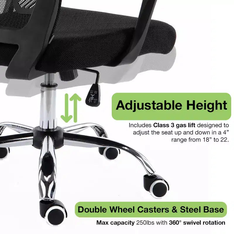 Fauteuil de bureau à dossier mi-haut | Siège ergonomique pour bureau à domicile