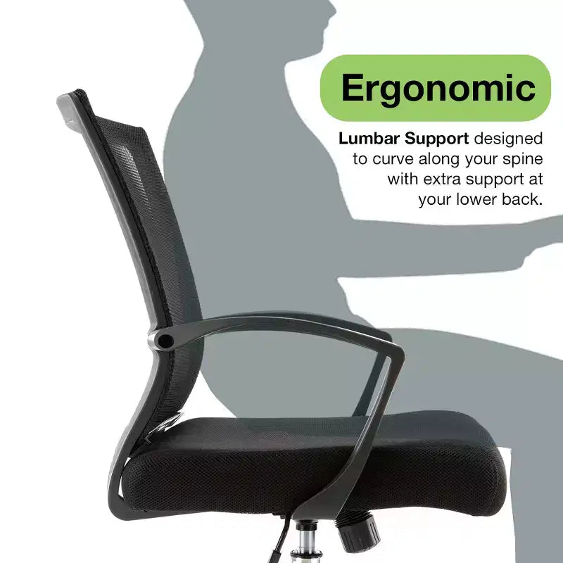 Fauteuil de bureau à dossier mi-haut | Siège ergonomique pour bureau à domicile