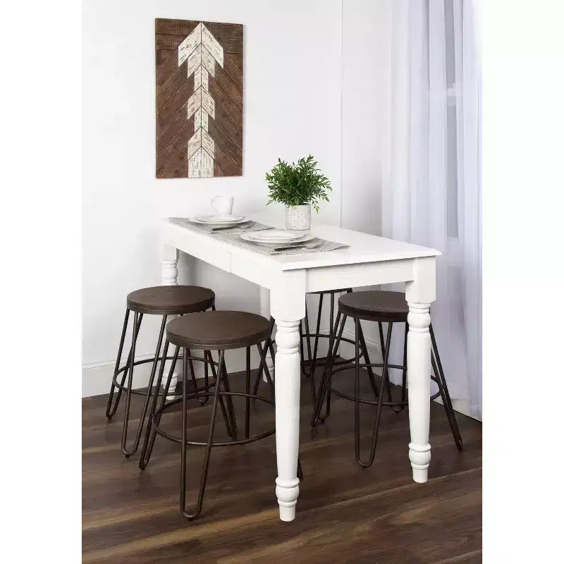 Tabourets de bar bois et métal | Lot de 4