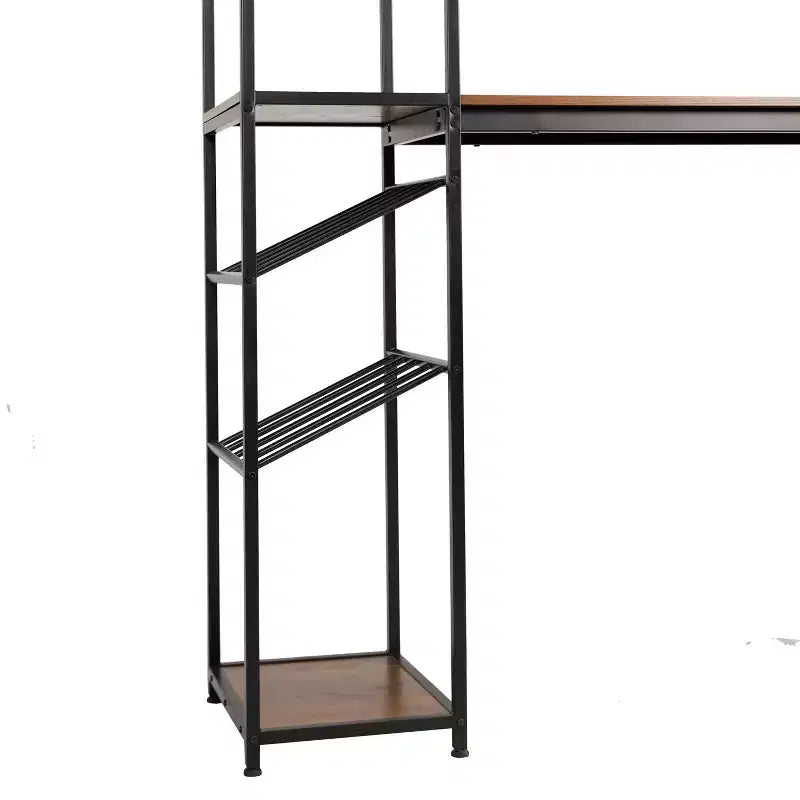 Table de bar et de vin en métal | 2 étagères inclinées, rangement pour bouteilles et verres