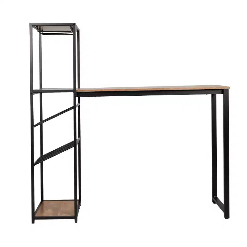 Table de bar et de vin en métal | 2 étagères inclinées, rangement pour bouteilles et verres