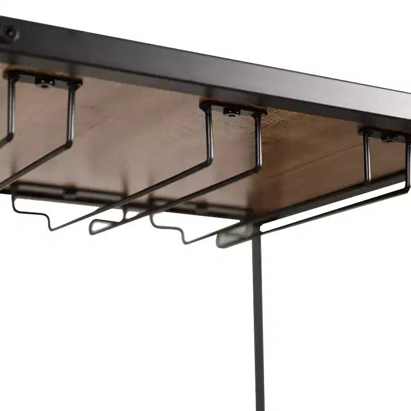 Table de bar et de vin en métal | 2 étagères inclinées, rangement pour bouteilles et verres