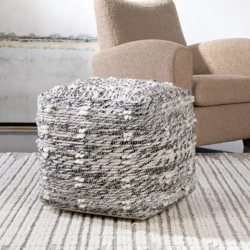 Pouf rond | Gris anthracite et noir neutres