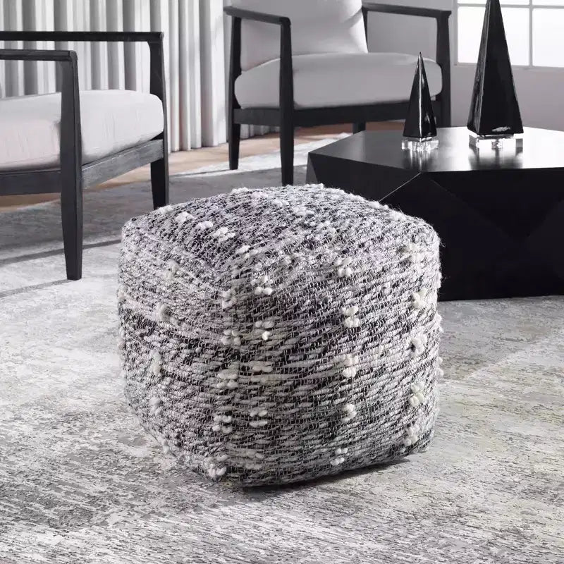 Pouf rond | Gris anthracite et noir neutres