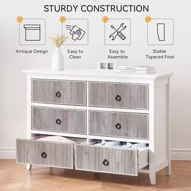 Commode large en bois à 5 tiroirs | Chambre, Salon, Couloir