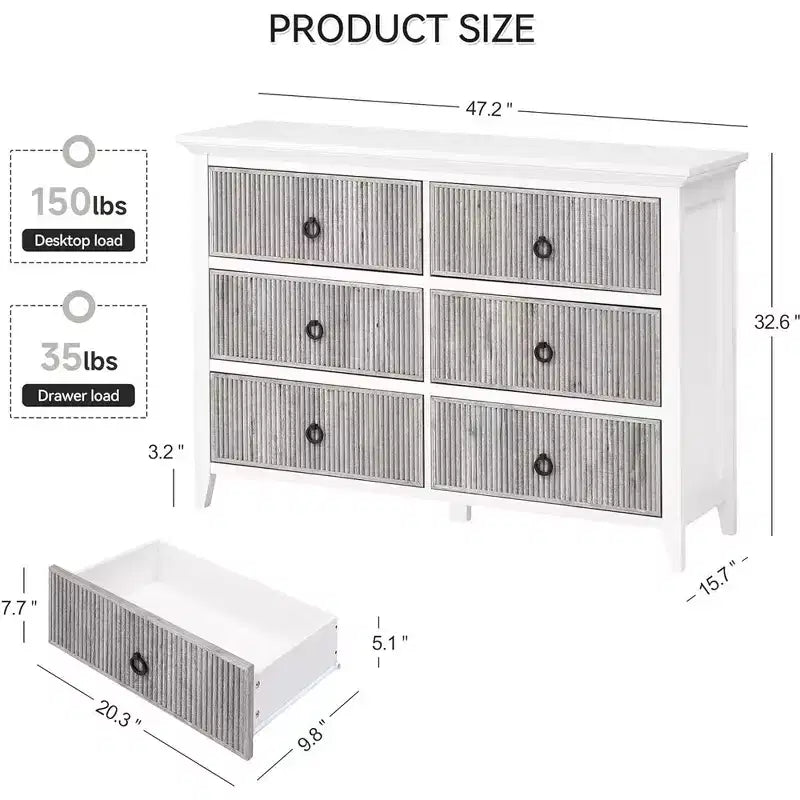 Commode large en bois à 5 tiroirs | Chambre, Salon, Couloir