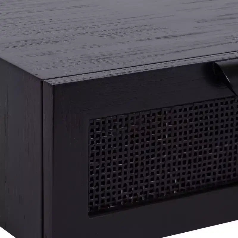 Table d'appoint murale flottante en rotin 18x13x6 noire | Table d'appoint murale