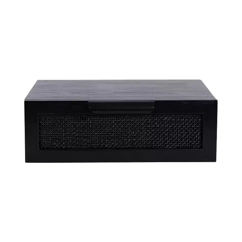 Table d'appoint murale flottante en rotin 18x13x6 noire | Table d'appoint murale