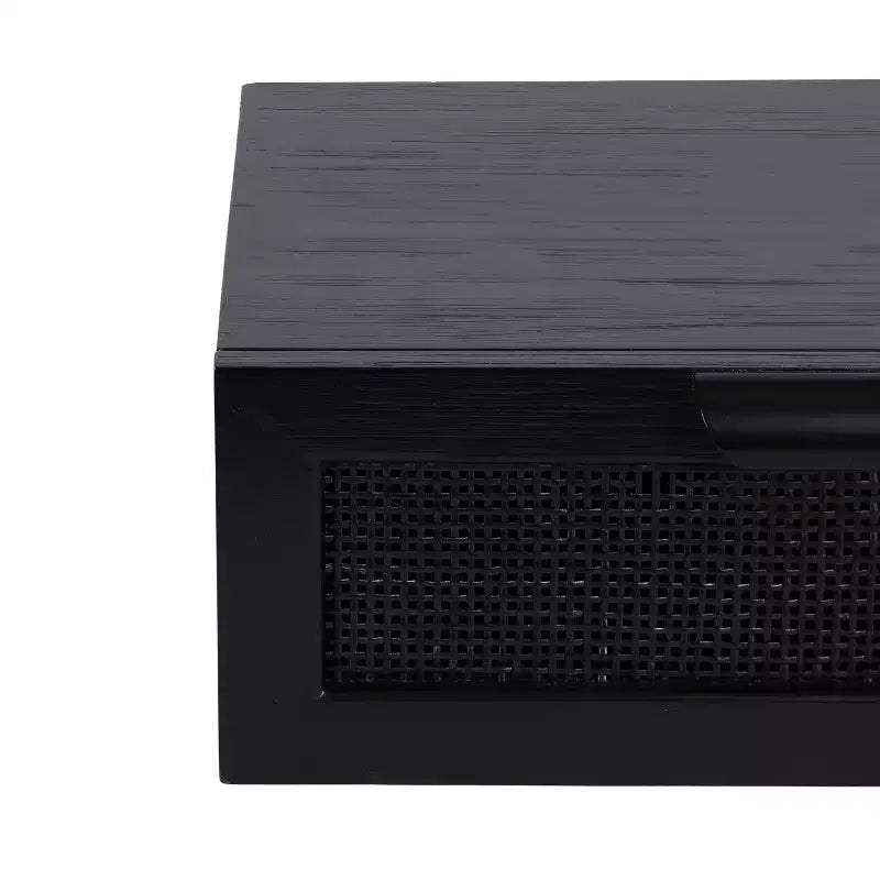 Table d'appoint murale flottante en rotin 18x13x6 noire | Table d'appoint murale