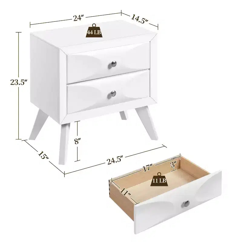 Table de chevet à 2 tiroirs | Style vintage moderne
