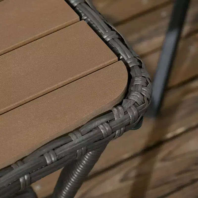 Table basse d'extérieur en rotin avec étagère de rangement | Osier Marron Mélangé