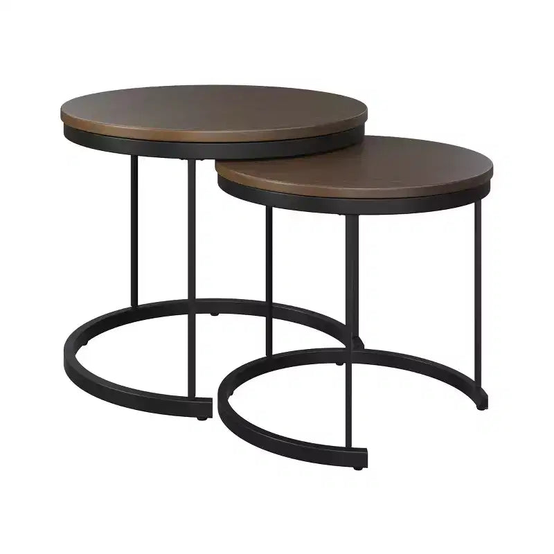 Ensemble de 2 tables basses gigognes rondes | Salon moderne industriel