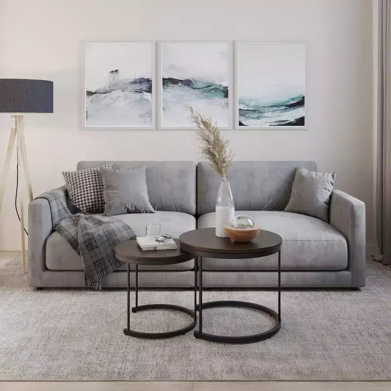 Ensemble de 2 tables basses gigognes rondes | Salon moderne industriel
