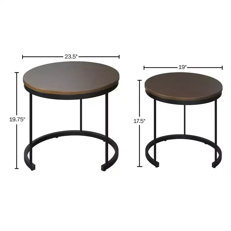Ensemble de 2 tables basses gigognes rondes | Salon moderne industriel