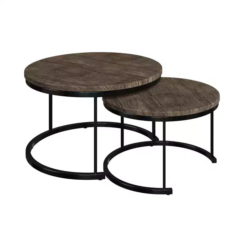 Ensemble de 2 tables basses gigognes rondes | Salon moderne industriel