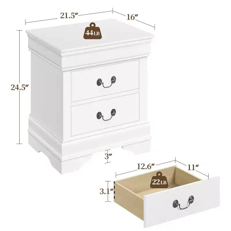 Table de chevet moderne à 2 tiroirs | Rangement pour chambre à coucher