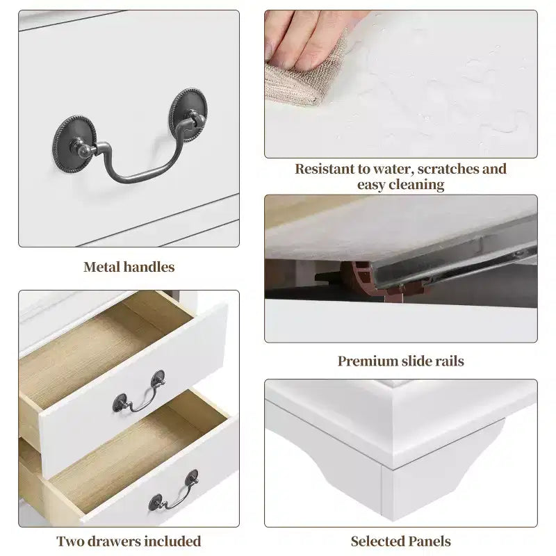 Table de chevet moderne à 2 tiroirs | Rangement pour chambre à coucher