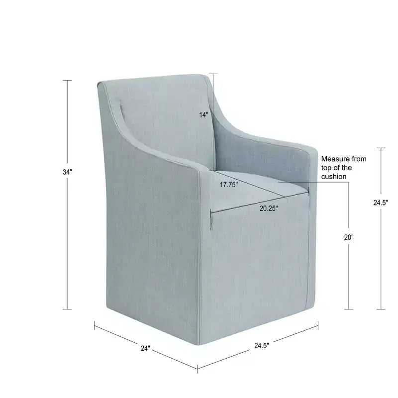 Fauteuil de salle à manger déhoussable avec roulettes | Chaise roulante rembourrée