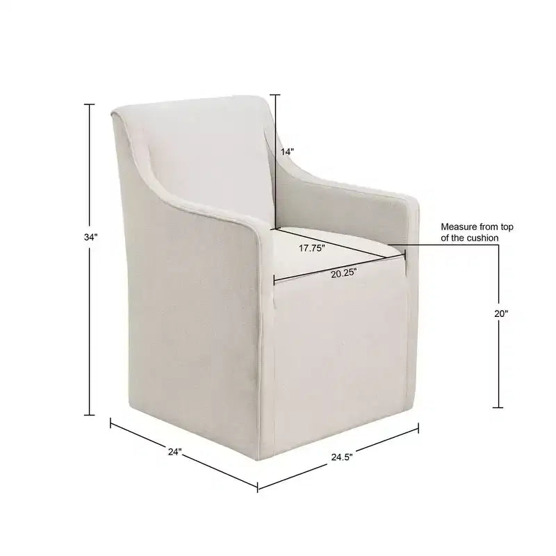 Fauteuil de salle à manger déhoussable avec roulettes | Chaise roulante rembourrée