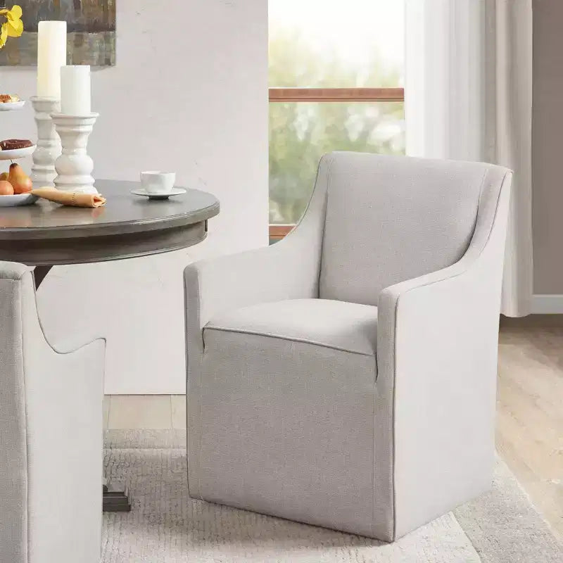Fauteuil de salle à manger déhoussable avec roulettes | Chaise roulante rembourrée