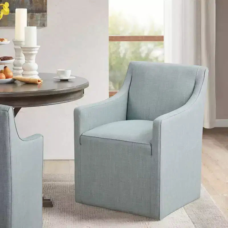 Fauteuil de salle à manger déhoussable avec roulettes | Chaise roulante rembourrée