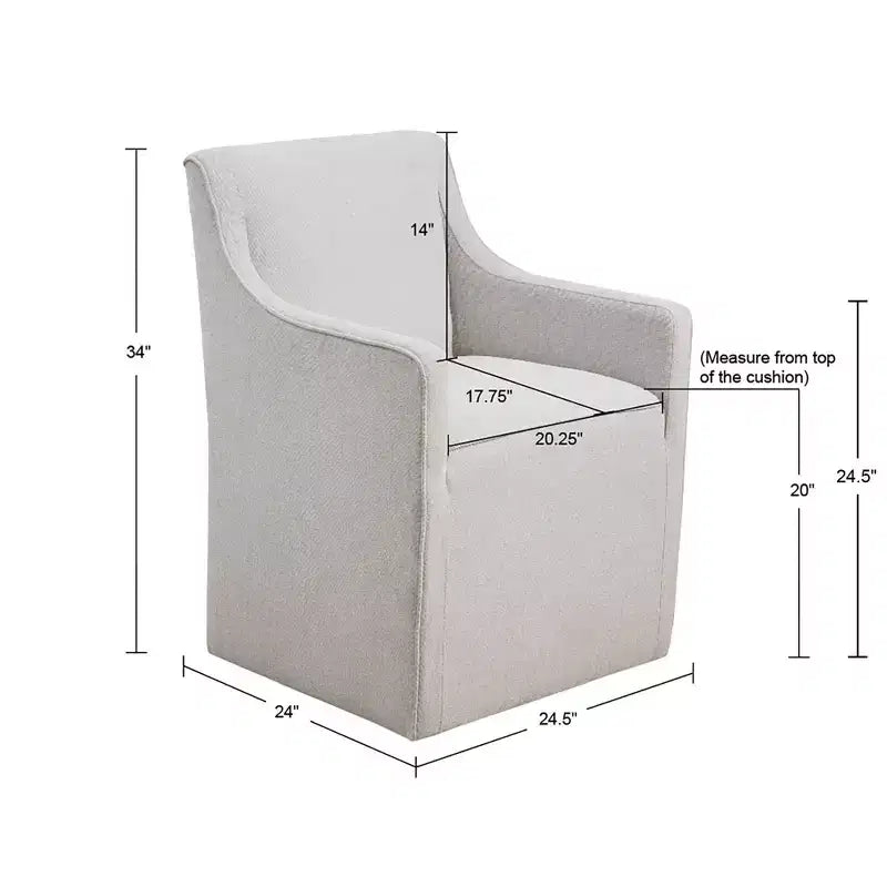 Fauteuil de salle à manger déhoussable avec roulettes | Chaise roulante rembourrée