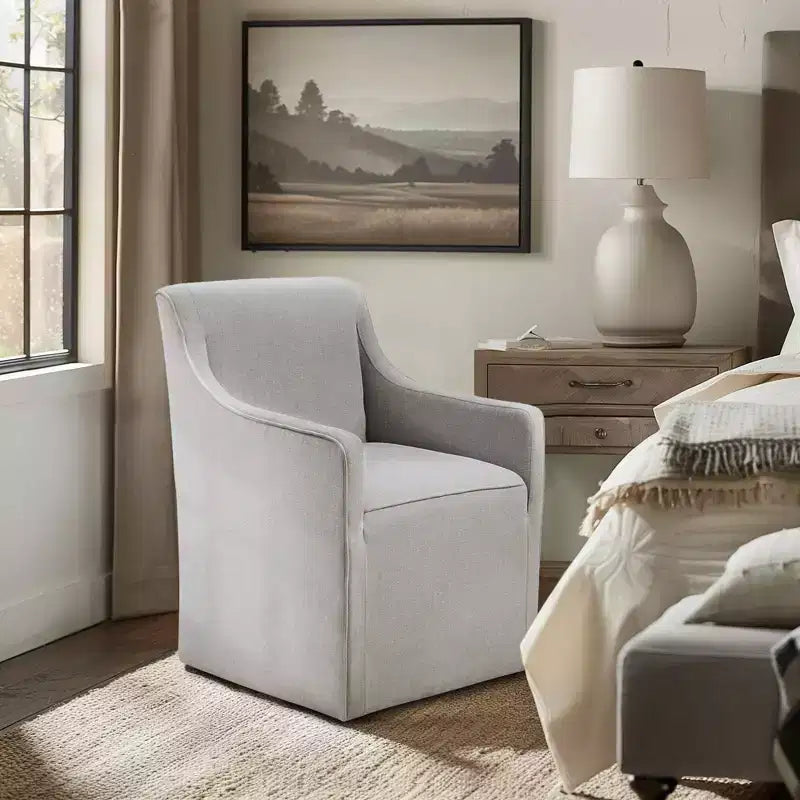 Fauteuil de salle à manger déhoussable avec roulettes | Chaise roulante rembourrée