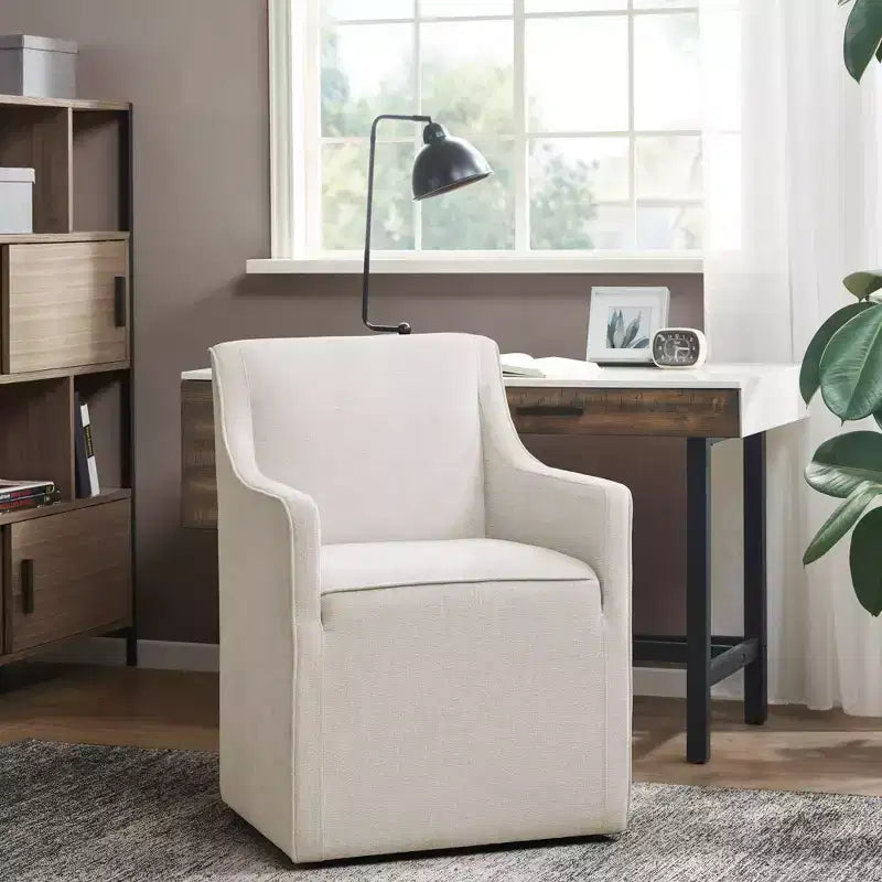 Fauteuil de salle à manger déhoussable avec roulettes | Chaise roulante rembourrée