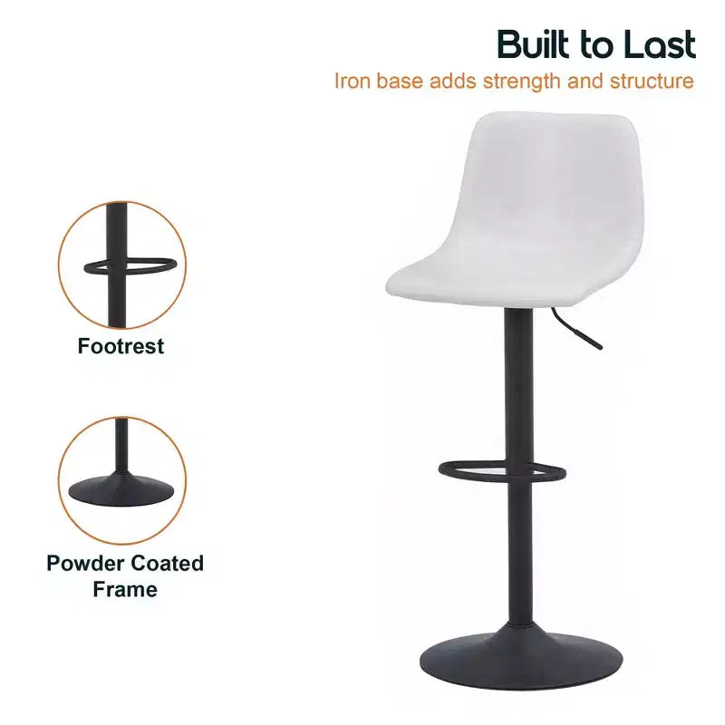 Tabouret de bar réglable en hauteur | Cuir végétalien, Repose-pieds, Îlot de cuisine