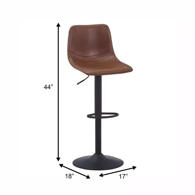 Tabouret de bar réglable en hauteur | Cuir végétalien, Repose-pieds, Îlot de cuisine