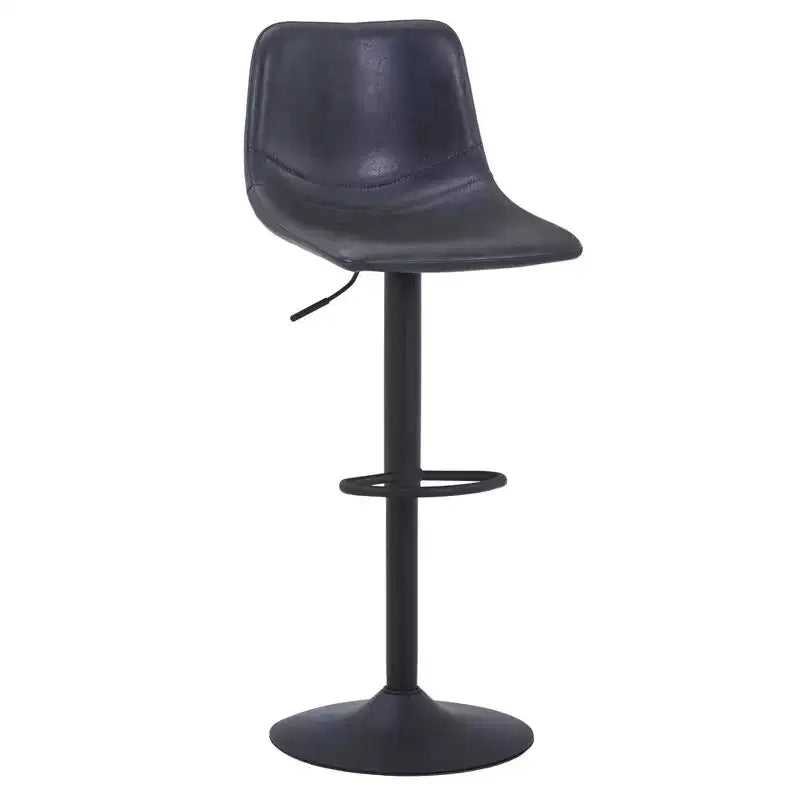 LeisureMod Tilbury Modern Adjustable Height Bar Stool with Vegan Leather Upholstery and Footrest, Ideal for Kitchen Island, Counter, or Home Bar