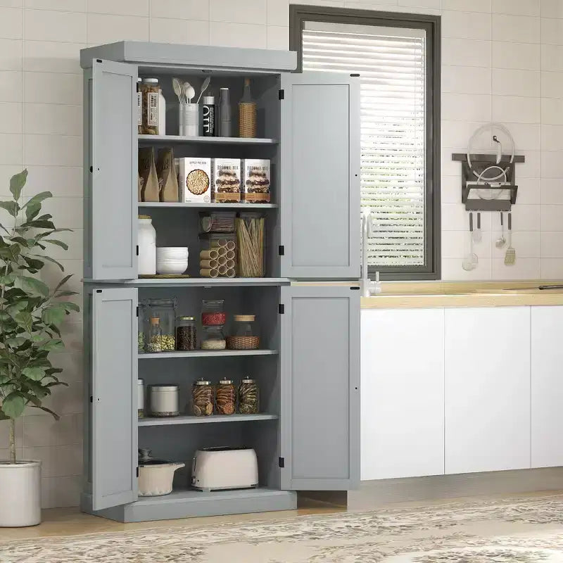 Garde-manger de cuisine autoportant de 183 cm | 2 placards, étagères réglables