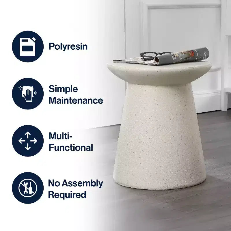 Table d'appoint Tambour Minimaliste 40cm | Utilisation Intérieure & Extérieure