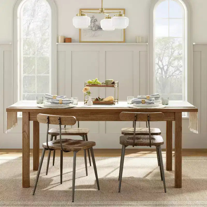 Table à manger rectangulaire en bois à plateau latté | Style Ferme
