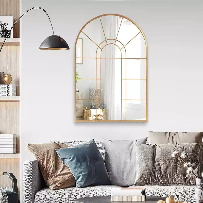 Miroir Mural Décoratif Motif Fenêtre Cadre Métallique